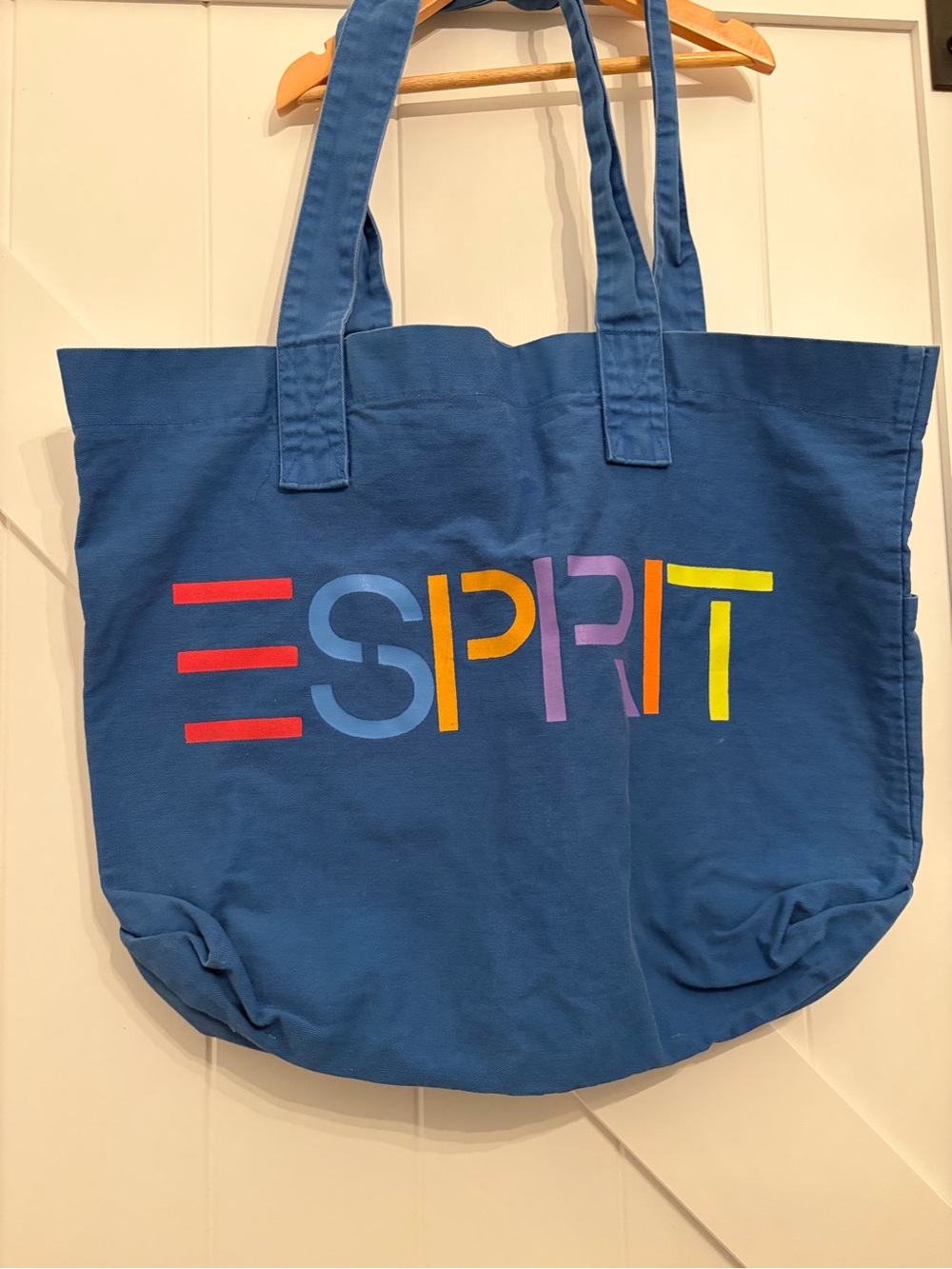 Vintage Esprit Navy Canvas Tote with Rainbow Logo